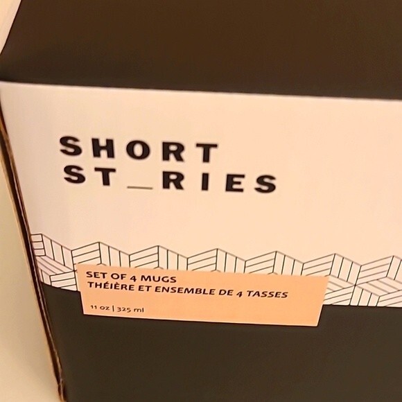 Short Stories Set of 4 Ceramic Stoneware Mugs Cream & Tan - Picture 4 of 6